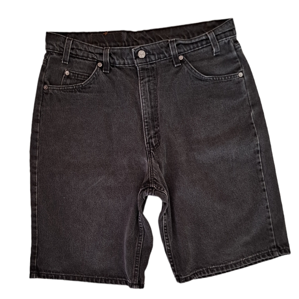 VTG Levi's 550 orange tag, black 80s/90s denim shorts, uncut